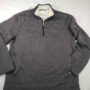 ORVIS Mens Sherpa Lined Fleece Pullover 1/4 Zip Sweater Gray Size L Classic